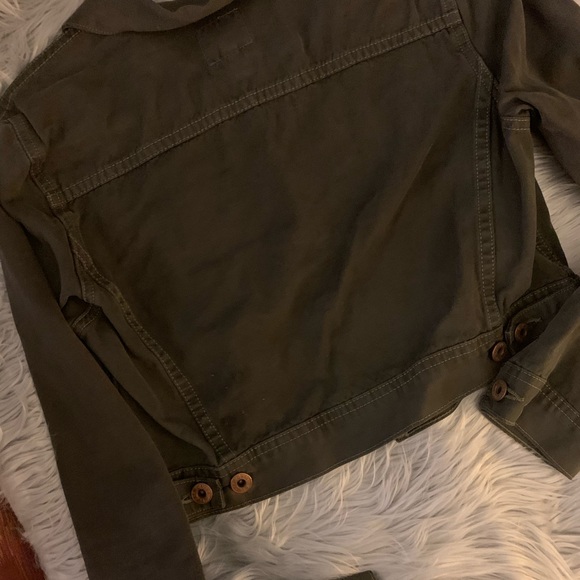 Lucky Brand Cropped Olive Denim Jacket - Picture 3 of 7